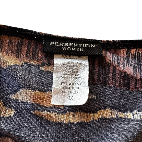 PERSEPTION WOMEN ANIMAL PRINT PULLOVER TOP BLOUSE SZ 3X - Picture 4 of 9
